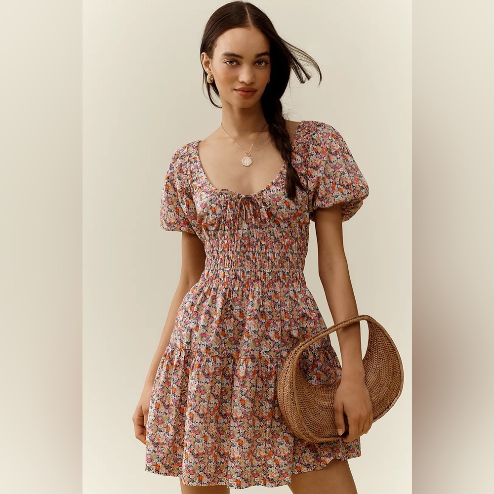 Anthropologie Love The Label x Liberty London Smocked Mini Dress